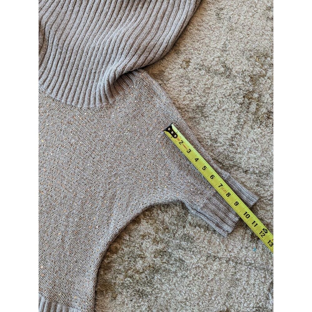 Elle Gold Sequin Cowl Neck Off Shoulder Sweater Women's Small Oversized - Picture 7 of 10
